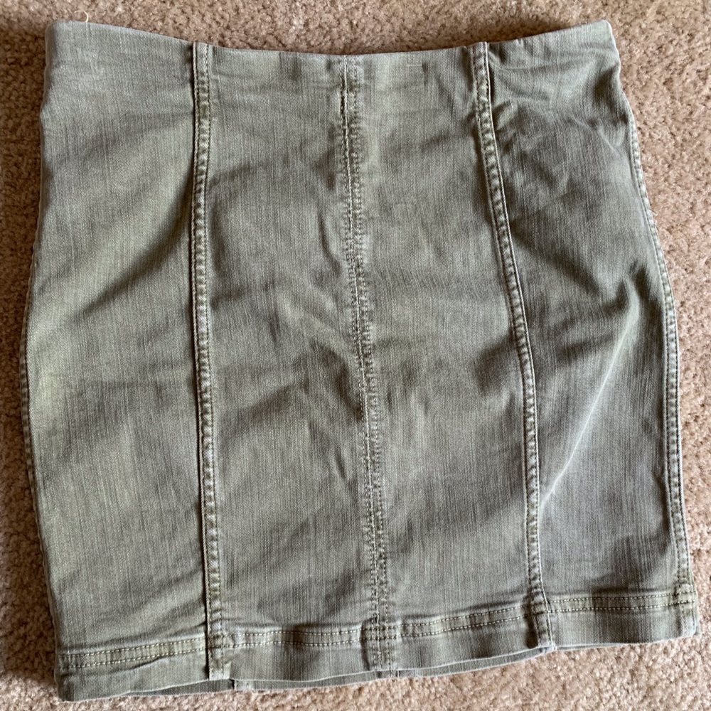 Free people modern femme green denim skirt
